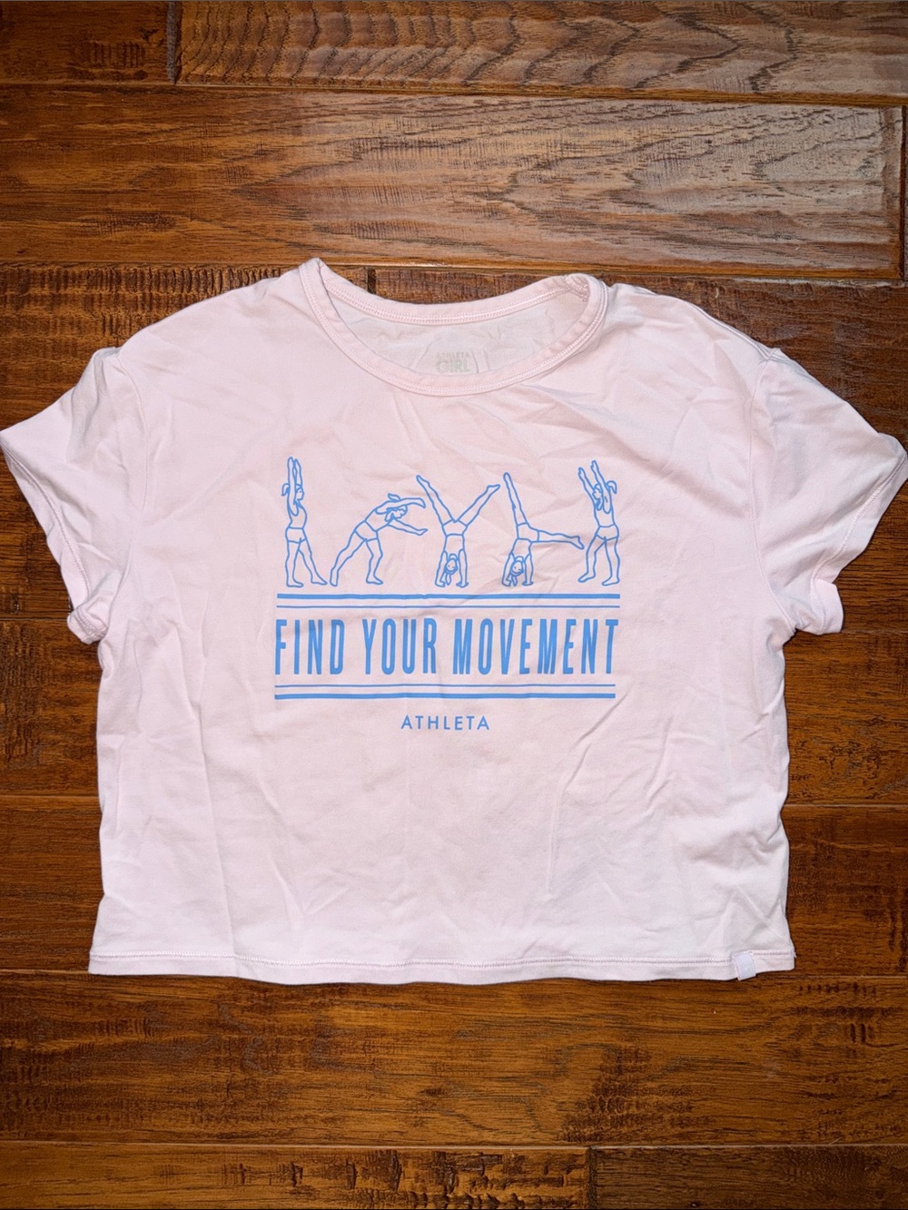 Athleta Girl Right Moves Relaxed Graphic Gymnastics Tee with Blue Print, 8-10 - Picture 1 of 4